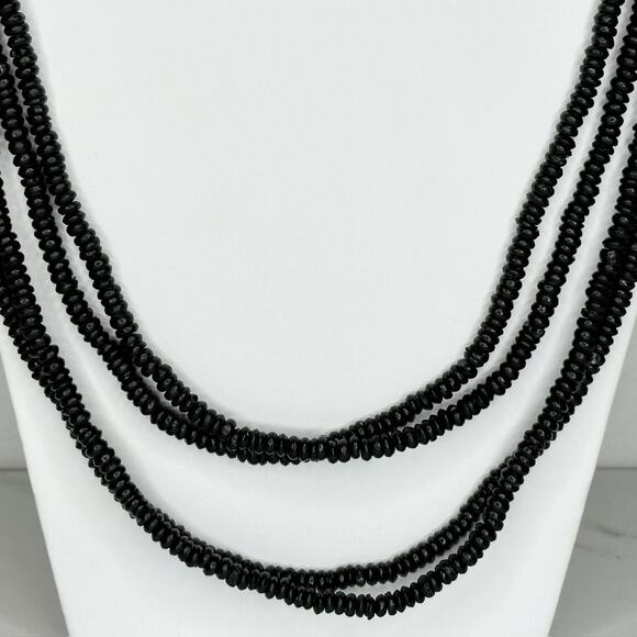 Chico's Multi Strand Black Beaded Silver Tone Statement Necklace ✨ - Picture 11 of 14